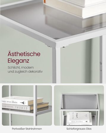 Регал VASAGLE з 5 полицями, для ванної кімнати, вітальні, кухні, офісу, скло, метал, LGT029A01