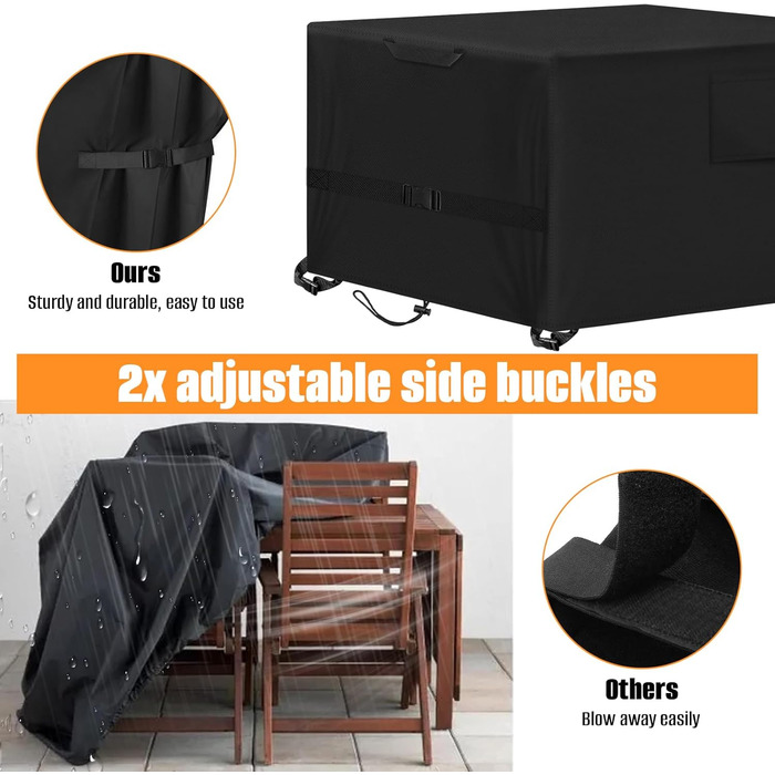 Захисний чохол для садово-патіо меблів, 250x250x90 см, водовідштовхуючий, стійкий до УФ-випромінювання, 420D, для вулиці