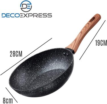 Індукційний Вок Deco Express, сковорода з антипригарним покриттям 24 см і 28 см, глибока сковорода з термічним і алмазним покриттям, антипригарна