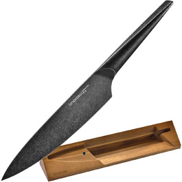 Кухонний ніж Гострий ніж для м'яса, професійно викуваний з імпортної високовуглецевої нержавіючої сталі з красивим магнітним тримачем для ножів - Meteorite (шеф-ніж у стилі метеорита), ніж 7 сантоку