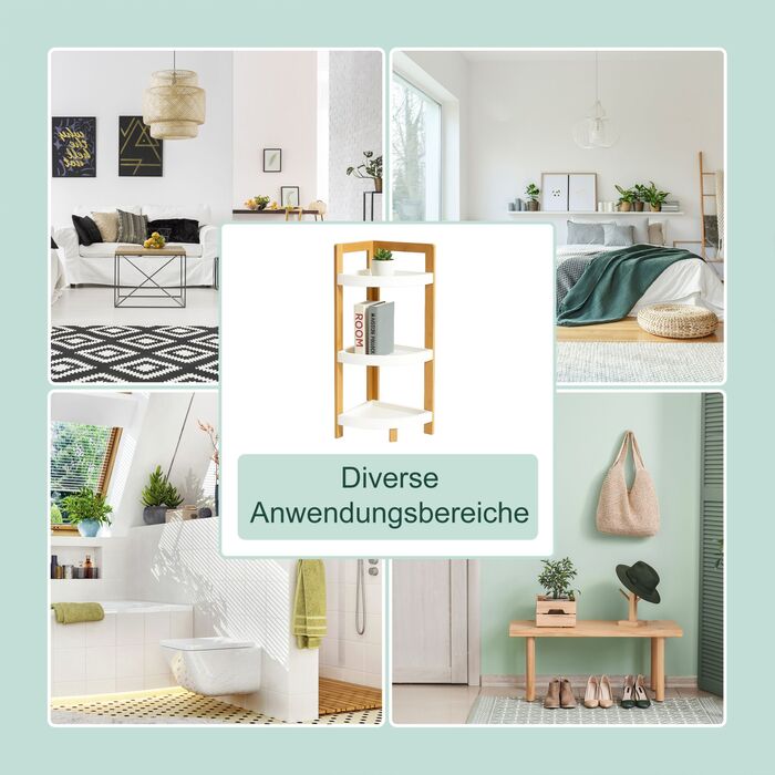 Поличкова стійка Relaxdays з бамбука для кута з полицями