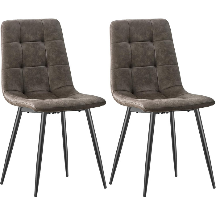 LEWE Комплект обідніх стільців для кухні та їдальні, сучасний дизайн, металеві ніжки, м'яке сидіння з технічної тканини (2 шт., темно-коричневий)