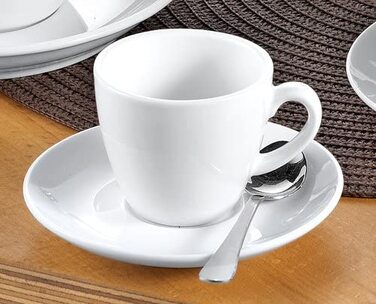 Чашка для еспресо в бістро Esmeyer з блюдцем, порцелянова, Біла, 6 шт. (1 упаковка), 6