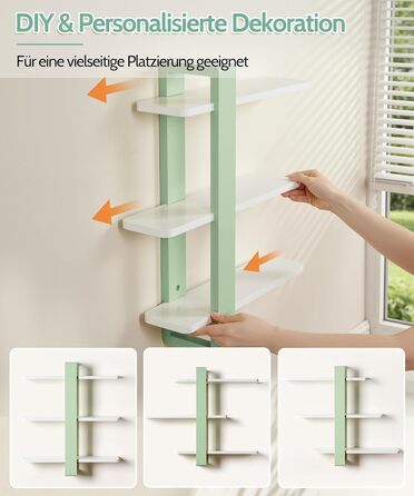 Полиця настінна дерев'яна SUMGAR Wandregal, плаваюча, 3-ярусна, 50x58 см, м'ятно-біла, для вітальні, спальні