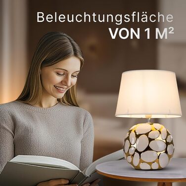 ARTE LAMP LED настільна лампа – класична декоративна хромована лампа для робочого столу з білим текстильним абажуром для вітальні та спальні – з кабелем, хром, білий (Poppy Gold)