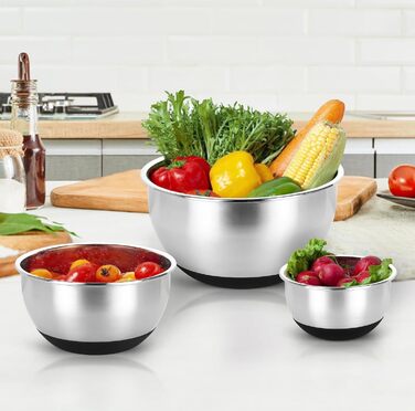 Набір мисок з нержавіючої сталі, 7 шт. з кришкою, тертки, для випічки та зберігання, стакові, універсальні, придатні для миття в посудомийній машині (0,63/1/1,5/2/3/4/5 QT)