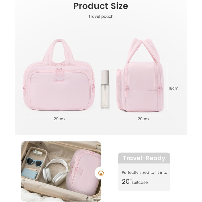 Сумка для косметики OVEVOOK для жінок, велика, з водонепроникним відділенням, рожева (L, блакитна)