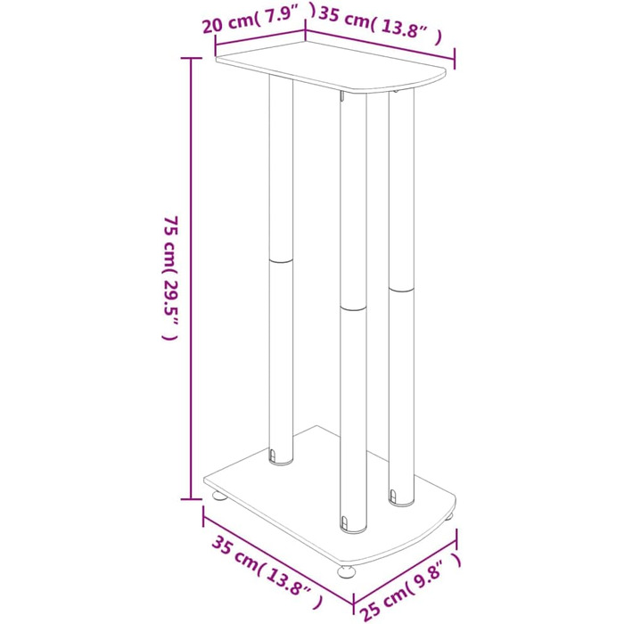 Стійка для динаміків vidaXL 2 шт., підлогова підставка з 3 колонками, нековзні ніжки, чорне загартоване скло