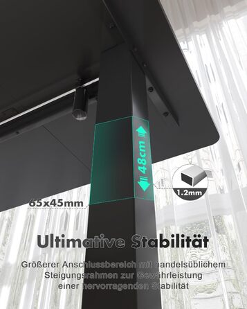 Регульований стіл Devoko, електричний, 120x60 см, чорний: стіл для стоячи та сидячи, з пам'яттю