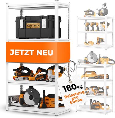 Металевий стелаж з металевими полицями, 5 ярусів, 160x86x45 см. Міцний, швидко збирається, стійкий до плісняви. Ідеально для підвалу та складу.