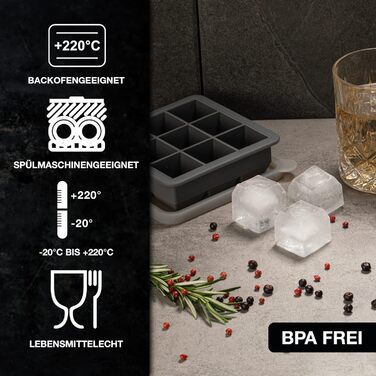 Силіконова форма для льоду Moritz & Moritz - 18 кубиків - вкл. 6 підставок та буклет з рецептами