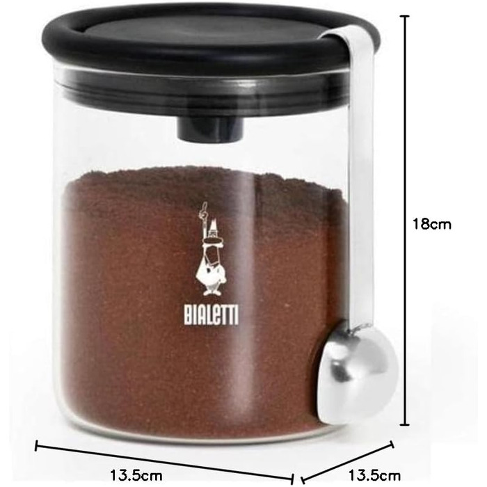 Склянка для кави Bialetti 250 г (з кришкою), прозора, чорна, Single