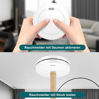 Набір димових сповіщувачів Rauchmelder 5 шт. з базовою станцією, Wi-Fi, 10 років роботи від батареї, 85dB, білий