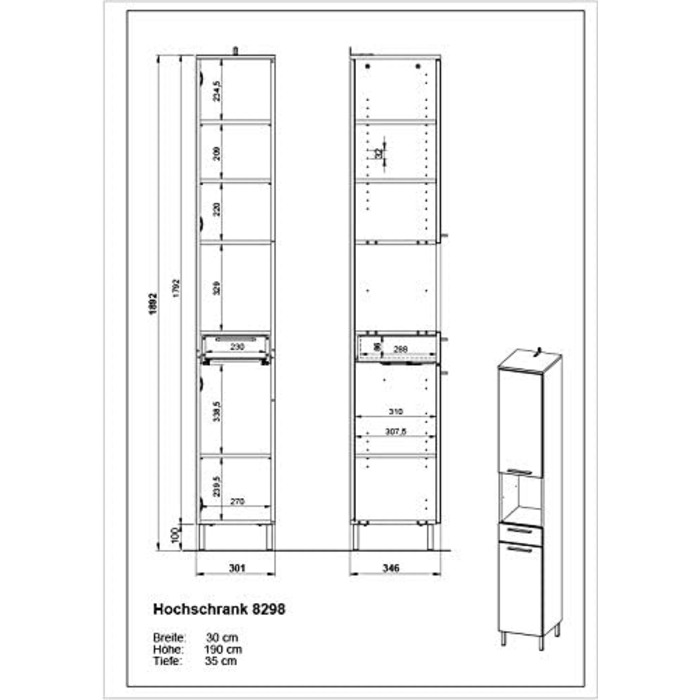 Базова шафа 8296-84 GW-Arvada, 2 висувні ящики, виїмка для сифона, 60x635 см, біла