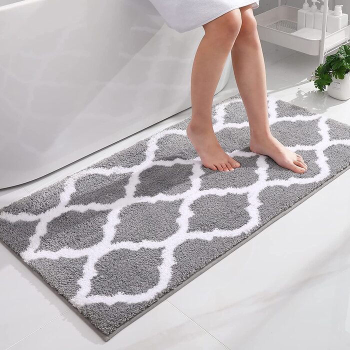 Килимок для ванної Homaxy Non-Slip Shaggy Bath Floor, пухнаста мікрофібра, 60x120 см, сірий