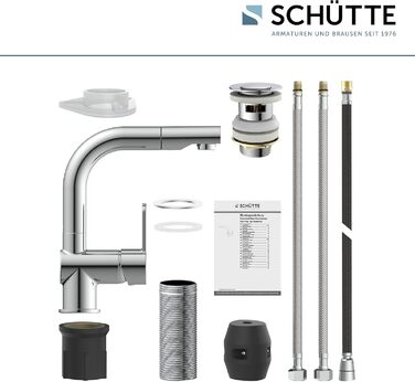 Змішувач для ванної SCHÜTTE 79710 LONDON з висувною лійкою, настінний, з донним клапаном, хром