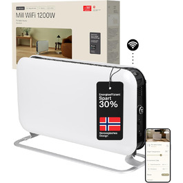 Електричний конвекторний обігрівач Mill 1200W, 14-18 м², WiFi, енергозберігаючий, білий