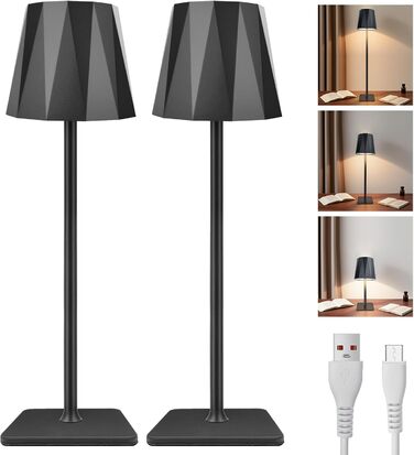 LED настільна лампа ELZO 2 шт., акумулятор 5200mAh, USB-C, регулювання висоти, 3 режими, IP54, вологостійка