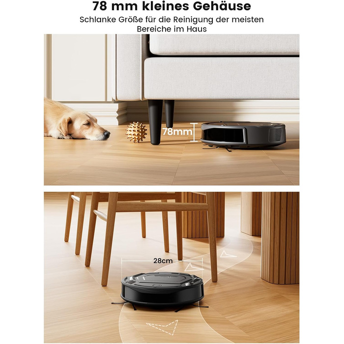 Робот-пилосос LEFANT M210 Pro+ Black: потужність 4000Pa, Wi-Fi, керування через додаток/Alexa, оминання перешкод 190°, тихий, для твердих підлог та килимів, збір шерсті тварин