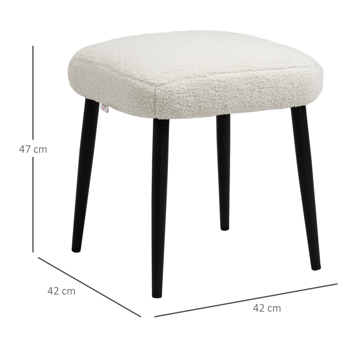Табурет для макіяжу HOMCOM Footstool Square Ottoman Cashmere Look зі сталевими ніжками для вітальні Спальні кремовий 42x42x47см