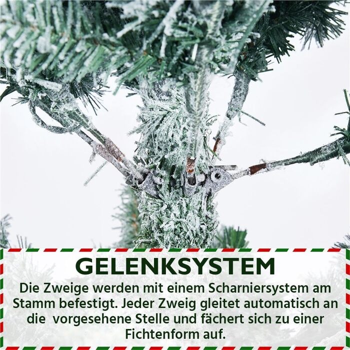 Штучна ялинка Yaheetech зі снігом 183 см (діаметр 120 см), 820 гілок, з металевим підставкою, швидкий монтаж, розкладний механізм для ялинки на Різдво