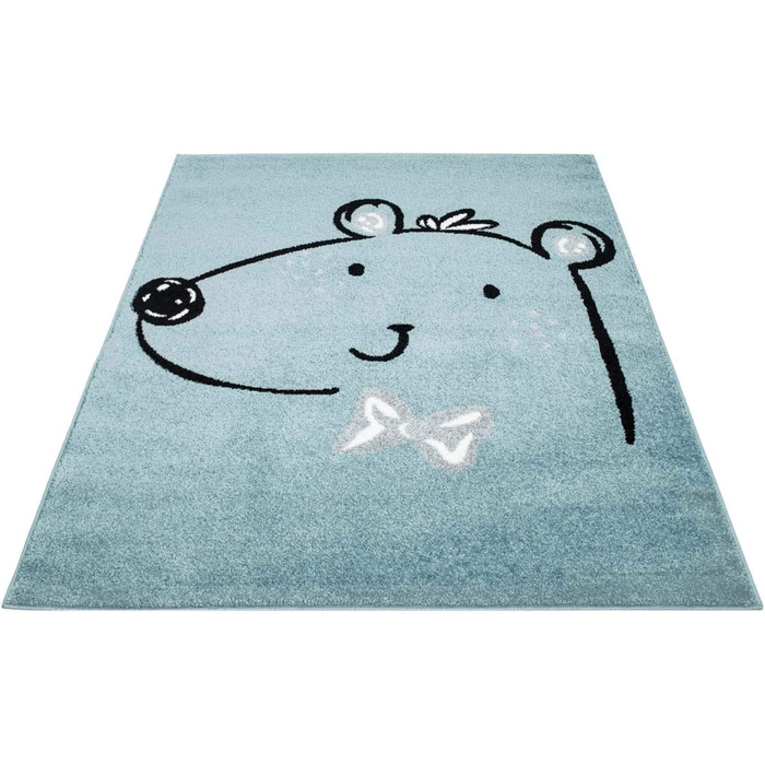 Килим міський дитячий килим bubble kids flat ворс з милим ведмедиком бірюзового синього кольору для дитячої кімнати Розмір 160х225 см 160 cmx225 см бензиново-синій