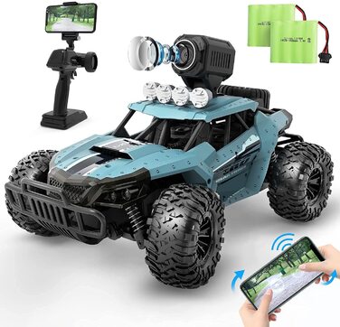 RC Truck DEERC 1:16 з камерою 1080P, WiFi, 2 акумулятори, 60 хв роботи, позашляховик для дітей та дорослих (36W)