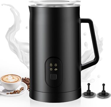 Електричний спінювач молока 4-в-1, 580 мл, автоматичний, для лате, капучино, макіато, нагрівання молока та приготування какао (чорний)