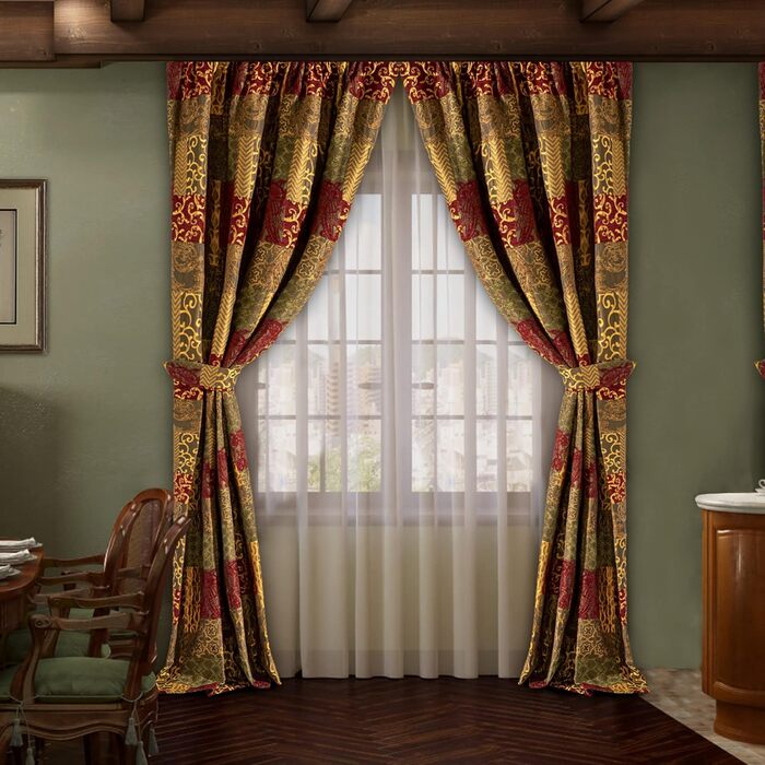 Штори TOPLUXE Damask 132x213см, блекаут, 2 панелі, печворк