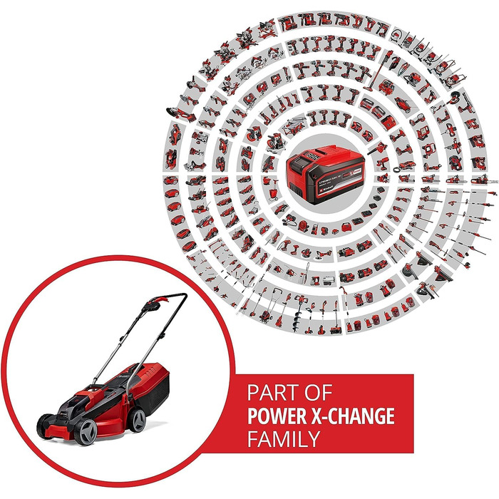 Акумуляторний газонокосарка Einhell City GE-cm 18/30 Li Kit Power X-Change (18 В, ширина косіння 30 см, до 150 м², Brushless, кошик 25 л, висота косіння 30-70 мм, з акумулятором 3.0 Ah + зарядним пристроєм)