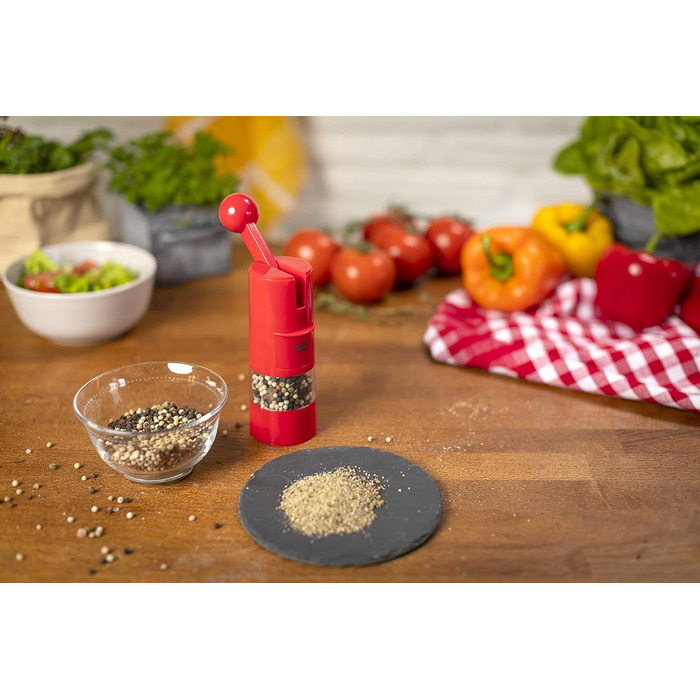 Мельниця для солі та перцю Kuhn Rikon Ratchet Grinder з регульованою керамічною жорном (червона)