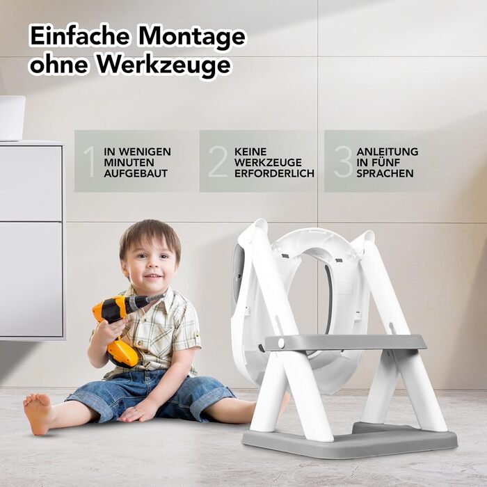 Дитячий унітаз-сходи KidzCorner з регульованою висотою, складаний, для привчання до горщика та як підніжка