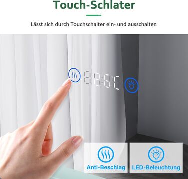 Дзеркало для ванної кімнати Badspiegel 80x60 см з підсвічуванням та антизапотіваючим покриттям LED, 3 колірні температури, IP44, для стін (Тип A)