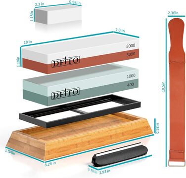 Точильний камінь Dfito 2-в-1, бамбукова основа, зернистість 400/1000 та 3000/8000