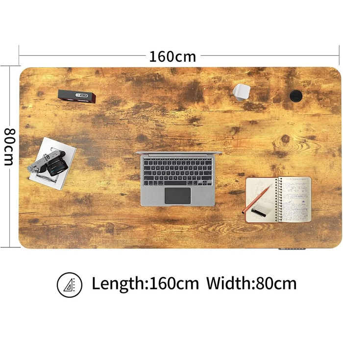 Регульований стіл MAIDeSITe S1 Pro: електричний підйом, LED-панель, 160x80 см, чорний каркас + vintage brown стільниця