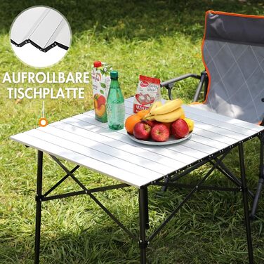 Складаний кемпінговий стіл PORTAL з алюмінієвою стільницею, витримує 80 кг, з сумкою для перенесення, білий — для пікніка, гриля, саду та балкона