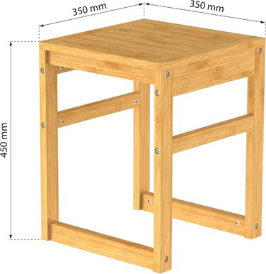 Дерев'яний табурет для ванної кімнати EISL BMBA02-BH2 з бамбука, 35 x 45 x 35 см