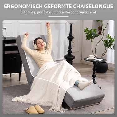 Крісло-шезлонг HOMCOM Relaxliege з м'якими подушками та металевими ніжками, стиль льону, світло-сірого кольору | Aosom