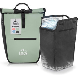 Велосипедна сумка для покупок Borgen для багажної полиці зі знімною охолоджуючою вставкою - Може використовуватися як сумка-кофр, велосипедна сумка, сумка для перенесення 23 літри (зелений)