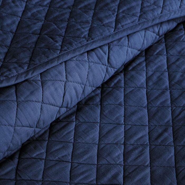 Комплект постільної білизни Lush Decor AVA Quilt Diamond Pattern з 3 предметів - синій (King, Navy)