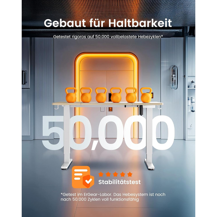 Електричний регульований стіл ErGear 160x80 см з пам'яттю, для дому та офісу, з'єднувальна панель 120x60 см, світле вінтажне дерево