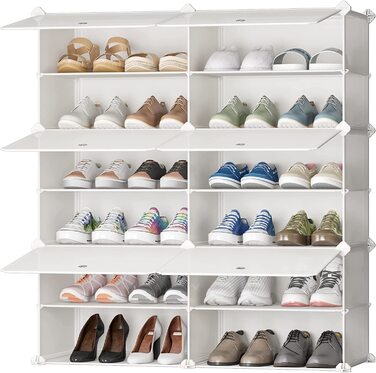 Шафа для взуття JOISCOPEполиця для взуття своїми руками, Модульна підставка для взуття з дверцятами, портативний пластиковий органайзер для взуття, полиця для зберігання в передпокої, спальні, передпокоїбілий, 2 * 8 (2x6)