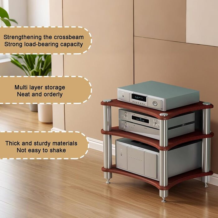 Сумка для аудіо-обладнання HiFi Regal: стійка для AV-медіа, ТВ-стійка, підставка для програвачів (3 яруси, темне дерево)