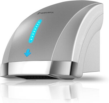 Автоматичний сушар для рук, настінний, інфрачервоний сенсор, 2000W, для ванної кімнати/туалету, тихий (40 db), компактний, ABS-кришка (сірий)