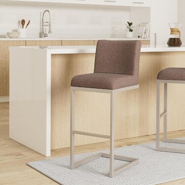 Барний стілець Paros з нержавіючої сталі, оббивка з тканини, з підлокітником та ергономічною підніжкою, сірий