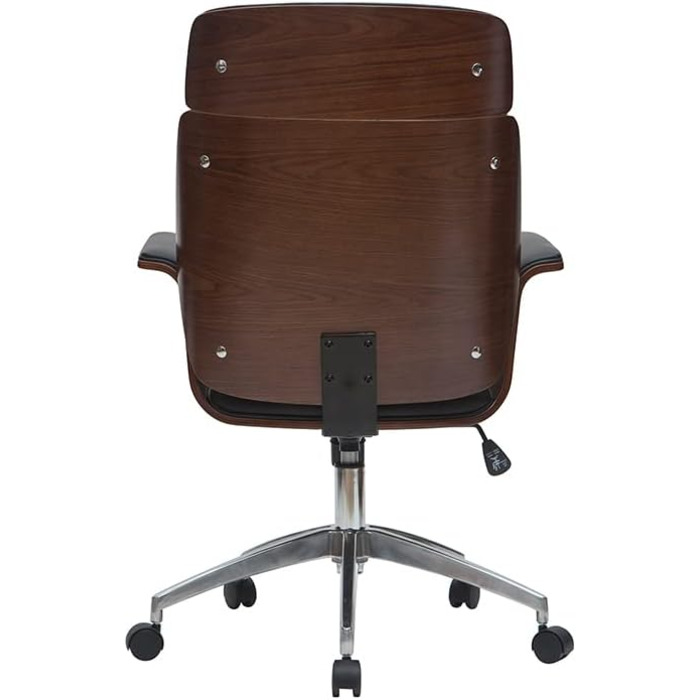 Офісний крісло Miliboo Design, чорний колір, з елементами темного дерева, модель Elon