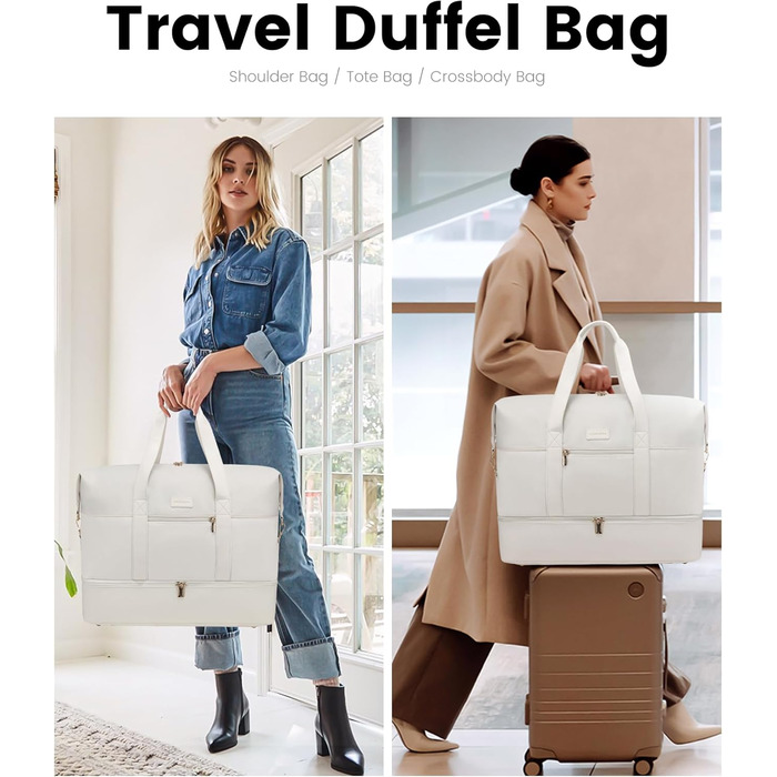 Спортивна сумка LOVEVOOK для подорожей: дорожня сумка-валіза, дорожня сумка-мішок, сумка для одягу, валіза для ручної поклажі, сумка для пологів, з відділенням для взуття та косметичкою, бежево-коричнево-чорна