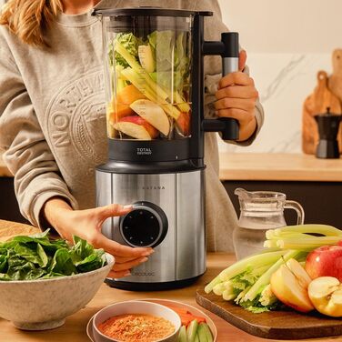 Стаціонарний блендер Cecotec Grand Katana 2700MAX Total Destroy Screen – 2700W, цифровий дисплей, 8-лезове з покриттям з чорного титану, скляна колба 1.8л (Чорний)