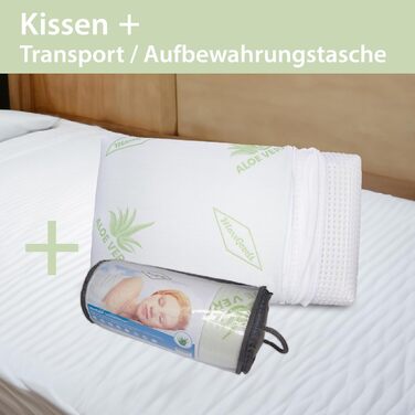 Ортопедична подушка MaxxGoods з віскоеластичної піни з Aloe Vera, бавовняний чохол - для сну на спині, боці та животі (42x70x12 см)
