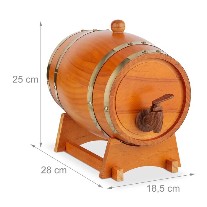 Дерев'яна бочка Relaxdays, об'єм 2,2 літра